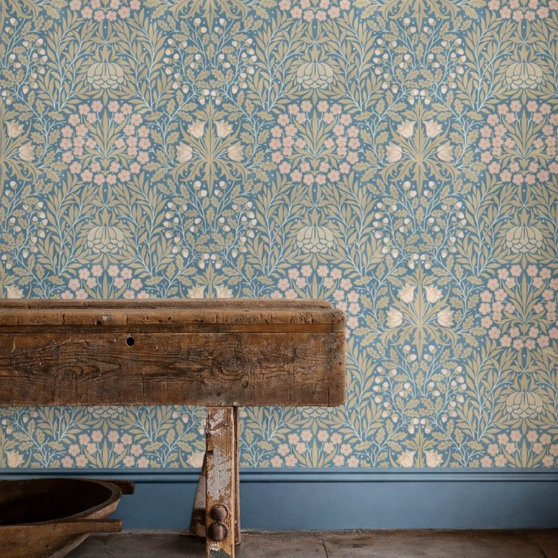 Daisy & Oak Wallpaper Powder Blue/Blush