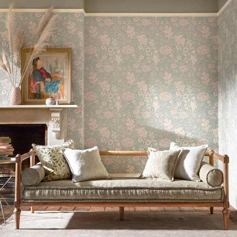 Double Boughs Wallpaper Teal Rose