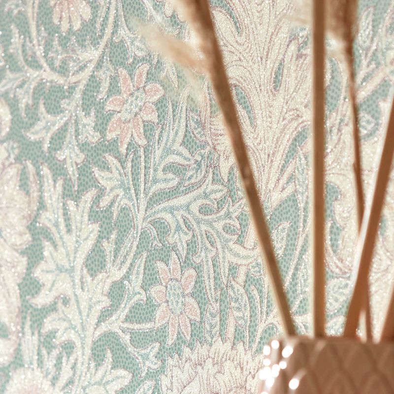 Double Boughs Wallpaper Teal Rose