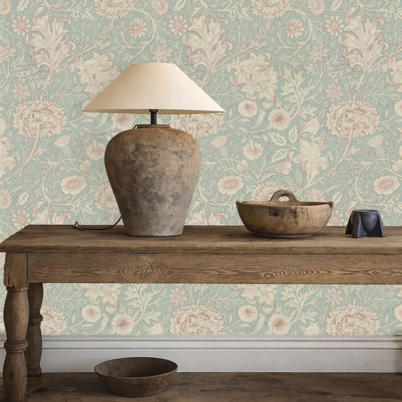 Double Boughs Wallpaper Teal Rose