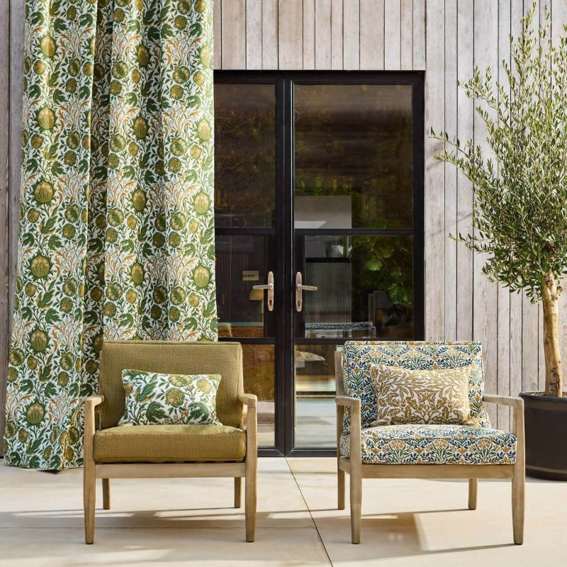 Elmcote Weave Outdoor Fabric River Blue/Apricot