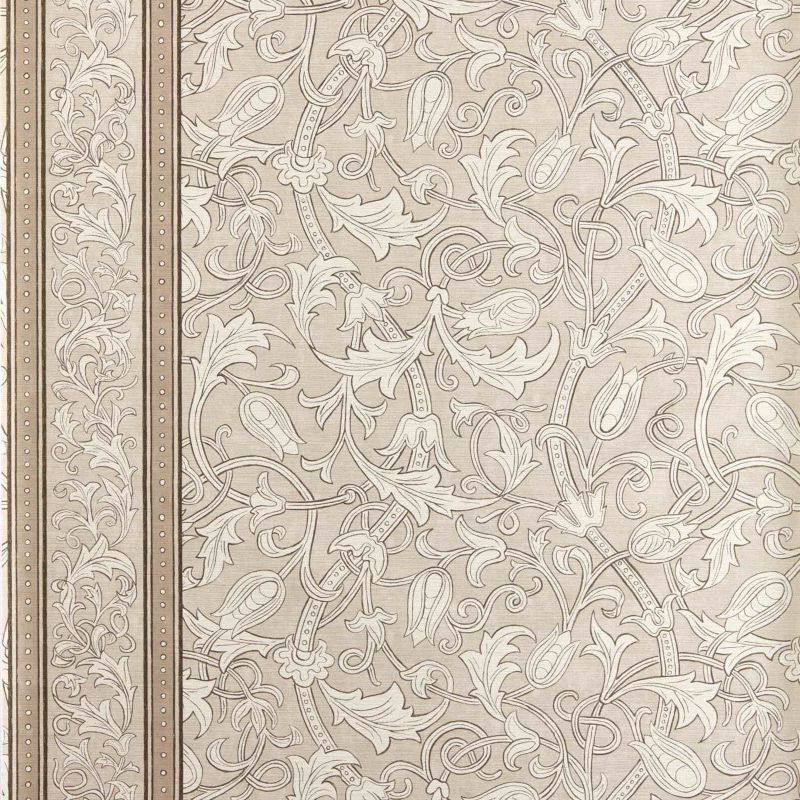 Etched Scrolling Tulip Wallpaper Parchment