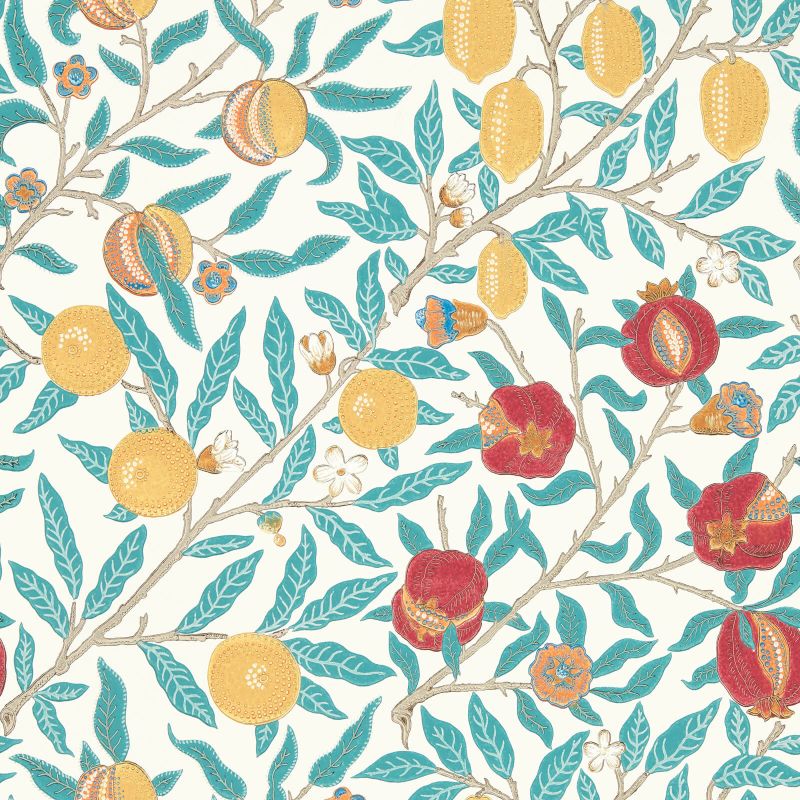 Fruit Wallpaper Green Indigo/Madder