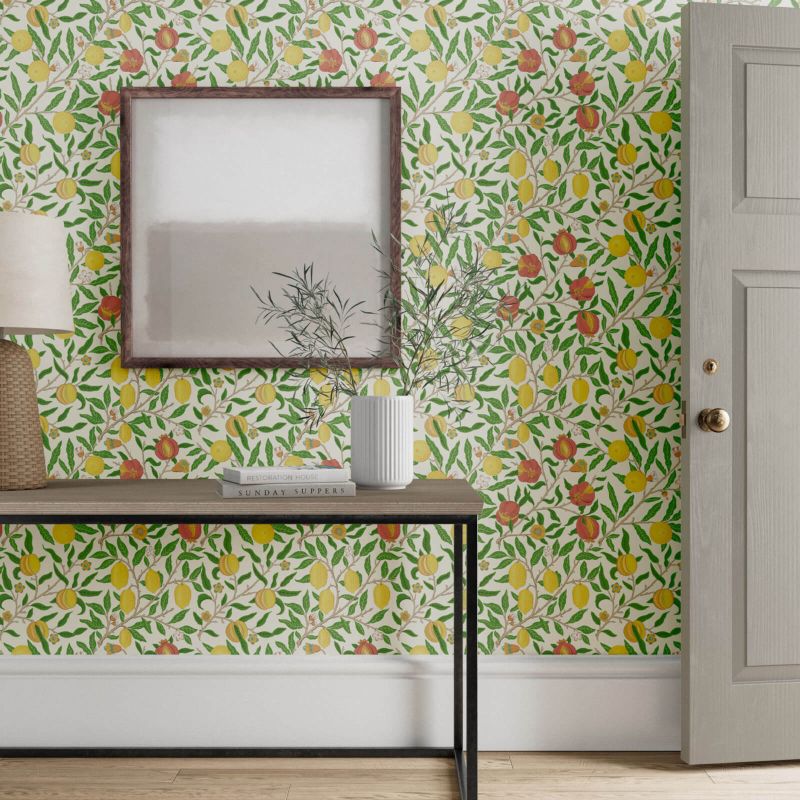 Fruit Wallpaper Leaf Green/Madder