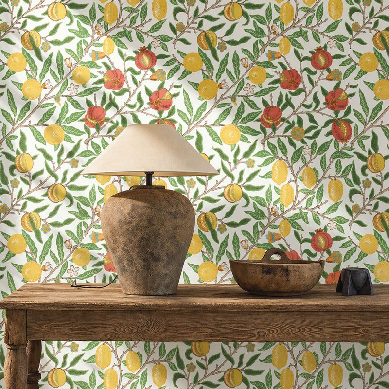 Fruit Wallpaper Leaf Green/Madder