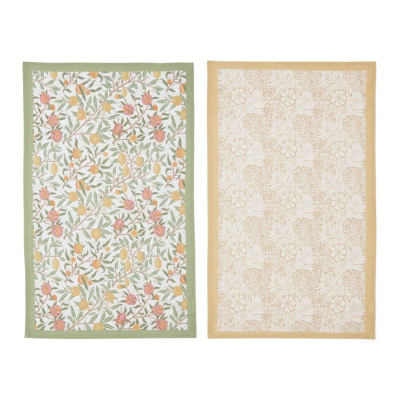 Fruits & Marigold Set of 2 Tea Towels, Multi Multi