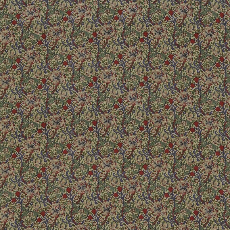 Golden Lily Minor Fabric Biscuit/Indigo/Red