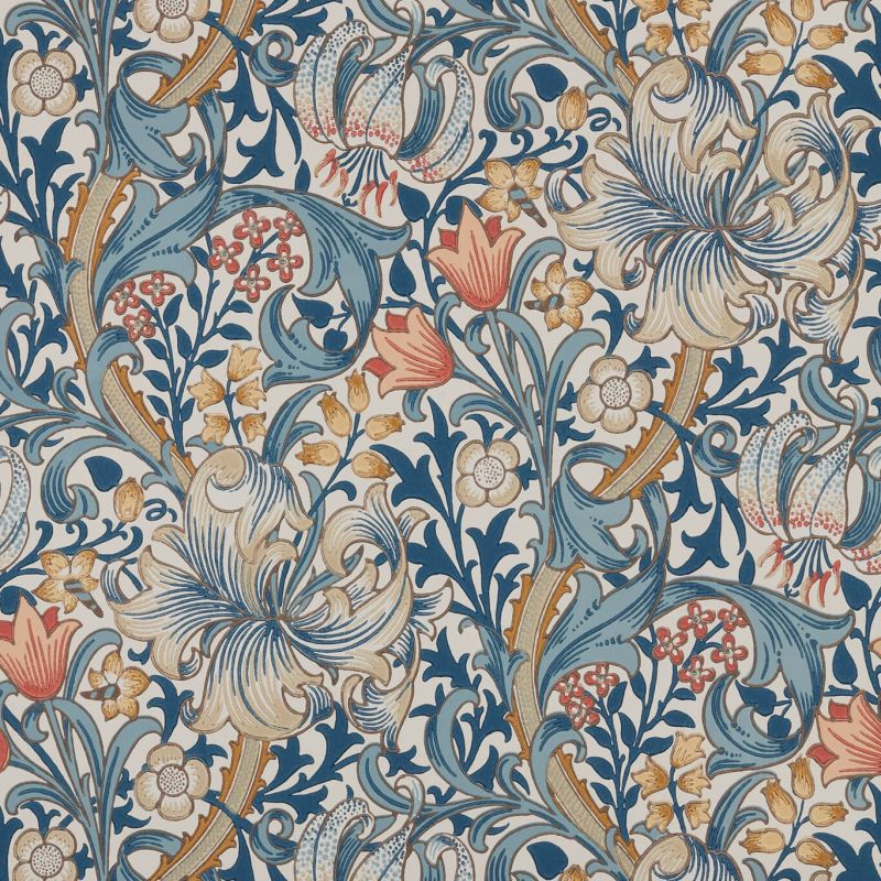 Golden Lily Wallpaper Blue