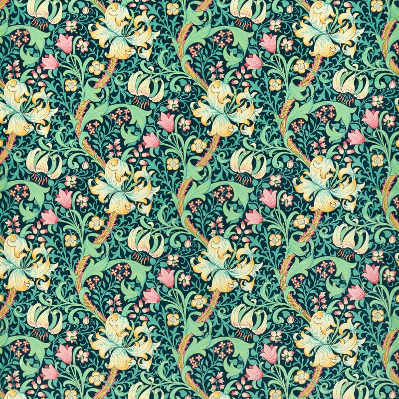Golden Lily Velvet Fabric Galactic Ink