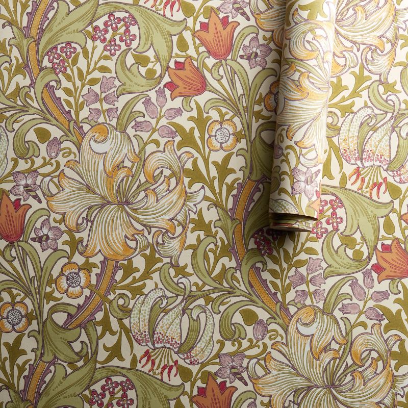 Golden Lily Wallpaper Olive/Russet