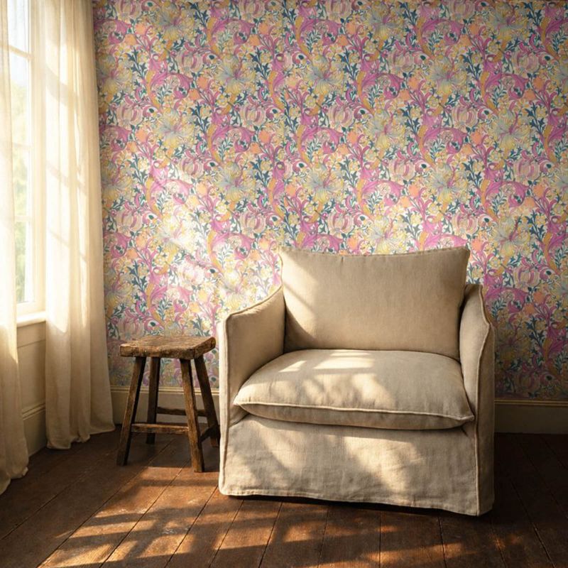 Golden Lily Wallpaper Pink Fizz
