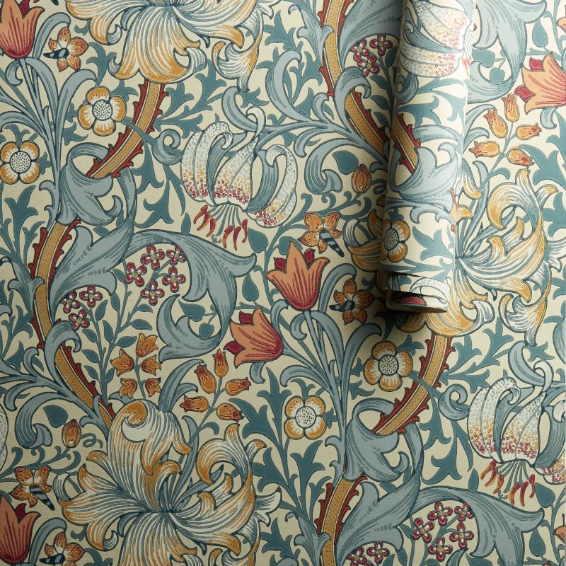 Golden Lily Wallpaper Slate/Manilla