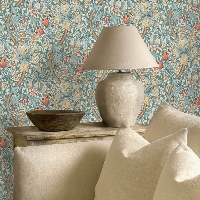 Golden Lily Wallpaper Slate/Manilla