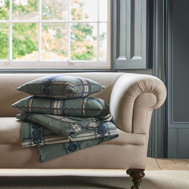 Hanover Check Fabric Teal/Indigo