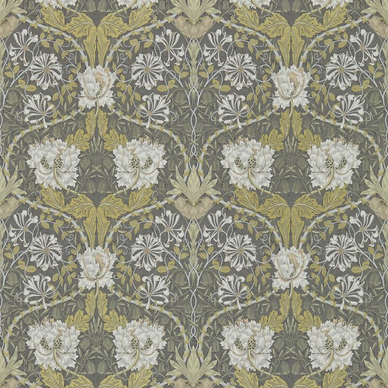 Honeysuckle & Tulip Wallpaper Charcoal/Gold