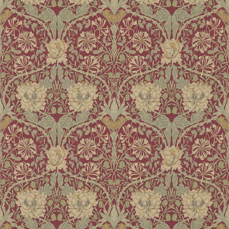 Honeysuckle & Tulip Wallpaper Red/Gold