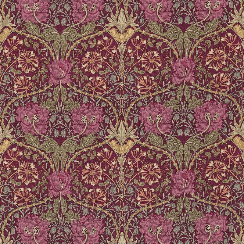 Honeysuckle & Tulip Fabric Wine/Bayleaf