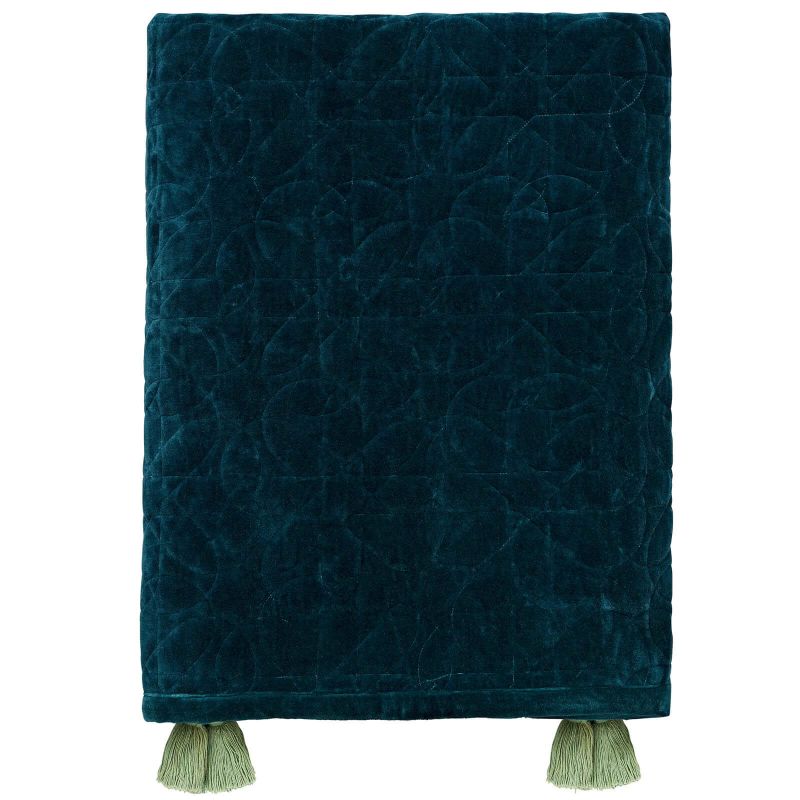Honeysuckle & Tulip Quilted Throw, Teal Teal