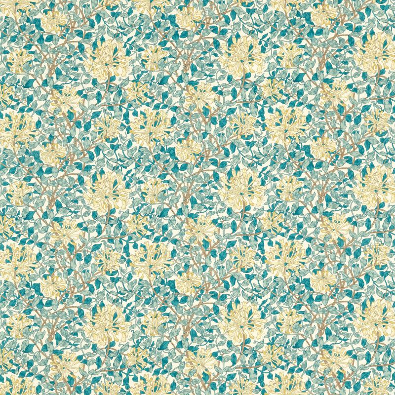 Honeysuckle Outdoor Fabric Teal/Soft Lemon