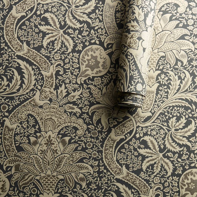 Indian Wallpaper Charcoal/Nickel