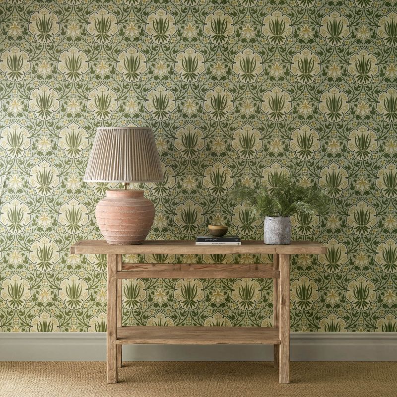 Iris & Rose Wallpaper Bayleaf/Weld