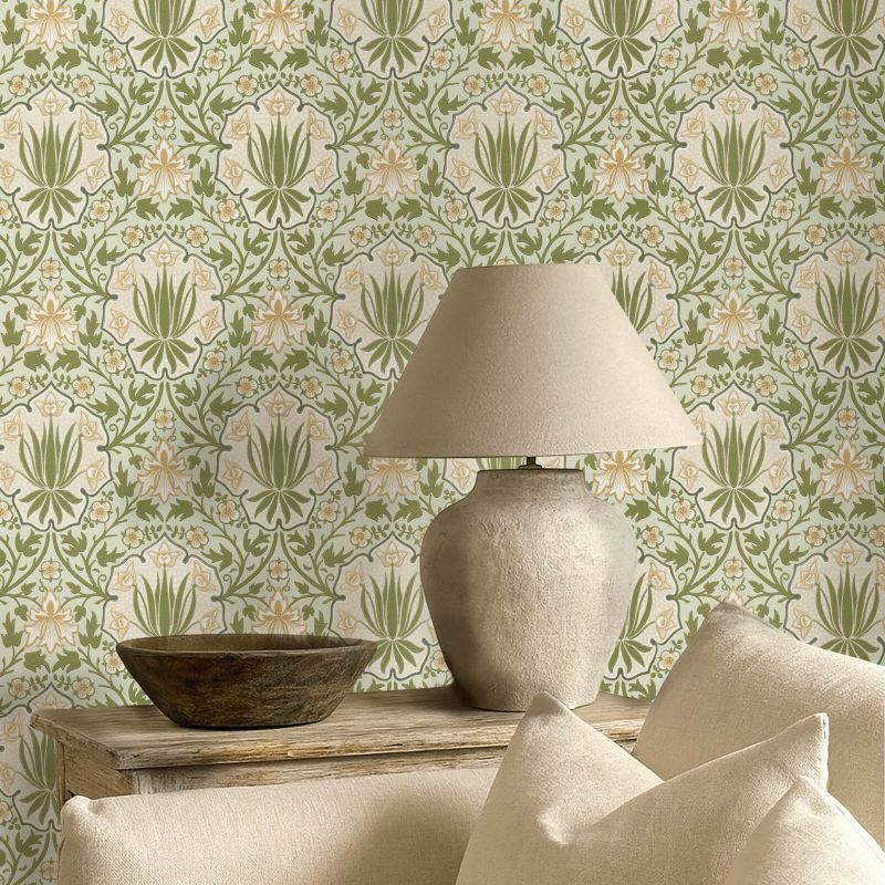 Iris & Rose Wallpaper Bayleaf/Weld