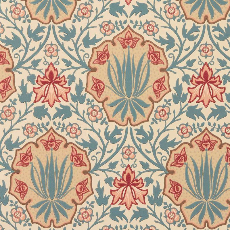 Iris & Rose Wallpaper Indigo/Crimson