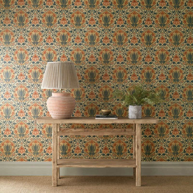 Iris & Rose Wallpaper Indigo/Crimson