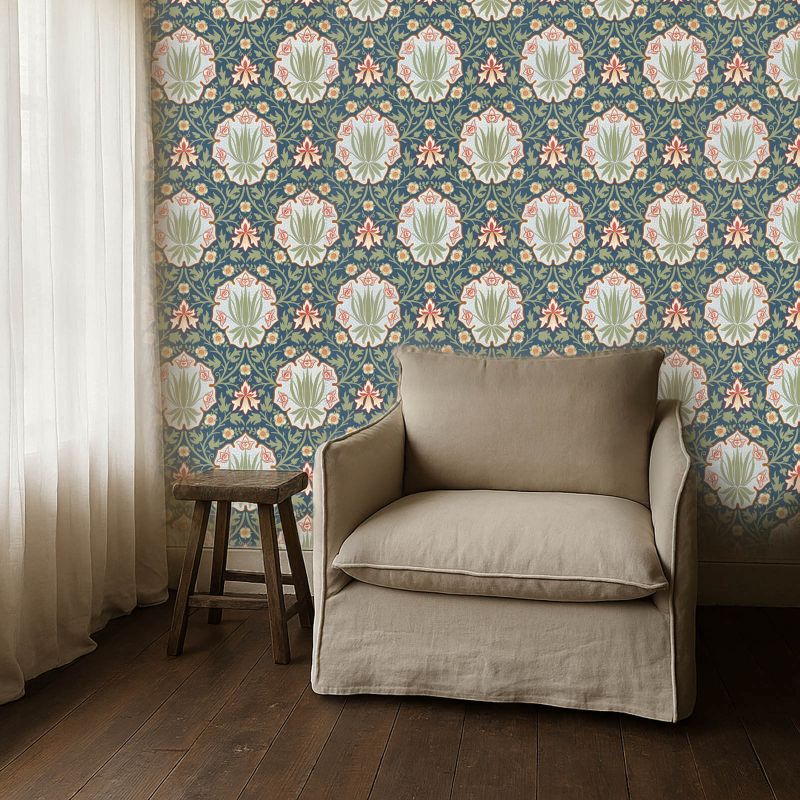 Iris & Rose Wallpaper Indigo/Thyme
