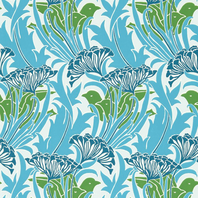 Laceflower Wallpaper Garden Green/Lagoon