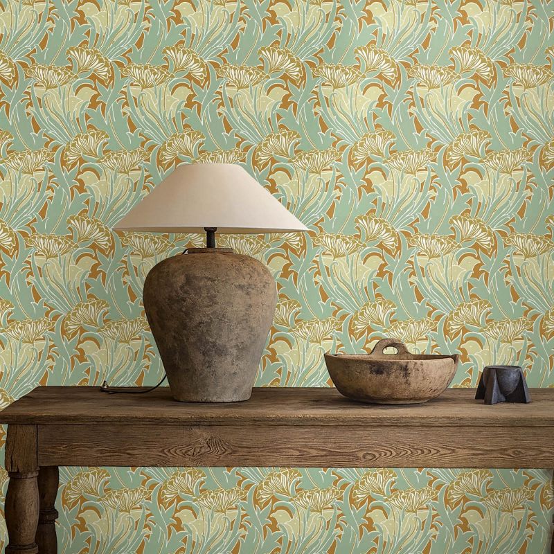 Laceflower Wallpaper Tobacco/Pistachio