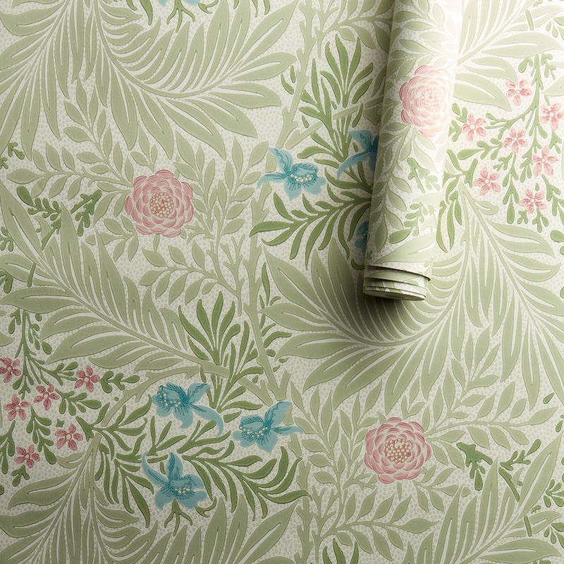 Larkspur Wallpaper Green/Coral