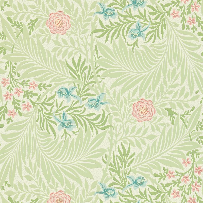 Larkspur Wallpaper Green/Coral