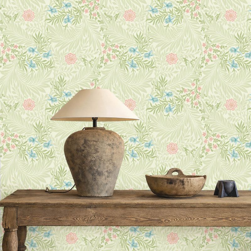 Larkspur Wallpaper Green/Coral