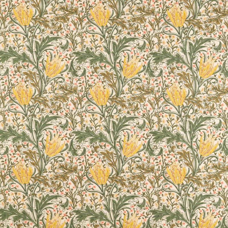 Lent Lily Embroidery Fabric Artichoke/Weld