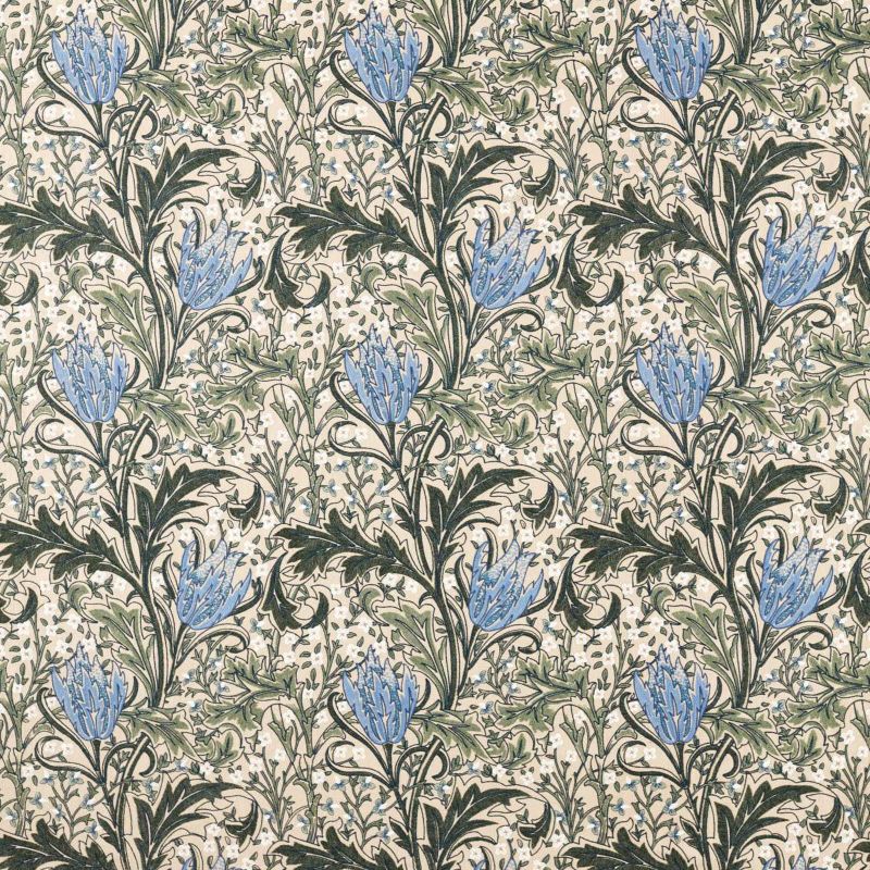 Lent Lily Embroidery Fabric Forest/Cornflower Blue