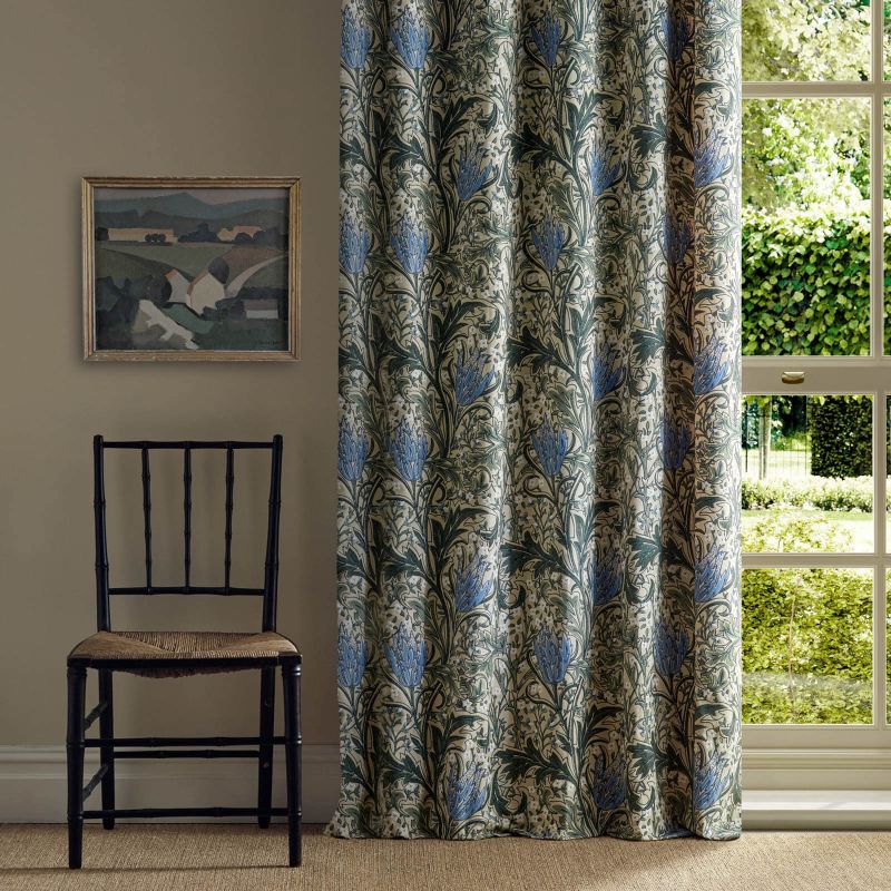 Lent Lily Embroidery Fabric Forest/Cornflower Blue