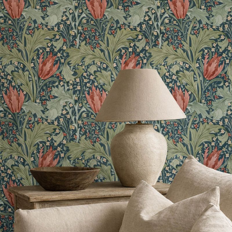Lent Lily Wallpaper Indigo/Madder