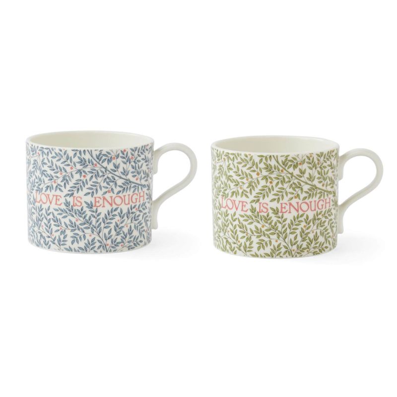 Love is Enough Set of 2 Mugs, Thyme/Parchment & China Blue Thyme/Parchment & China Blue