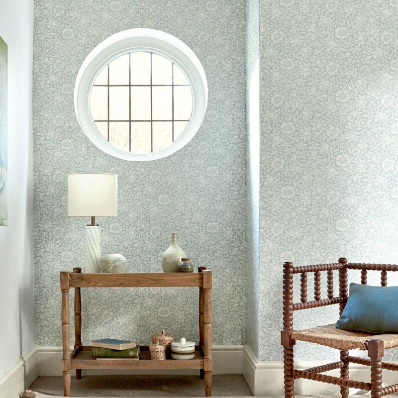 Mallow Wallpaper Chalk Duck Egg