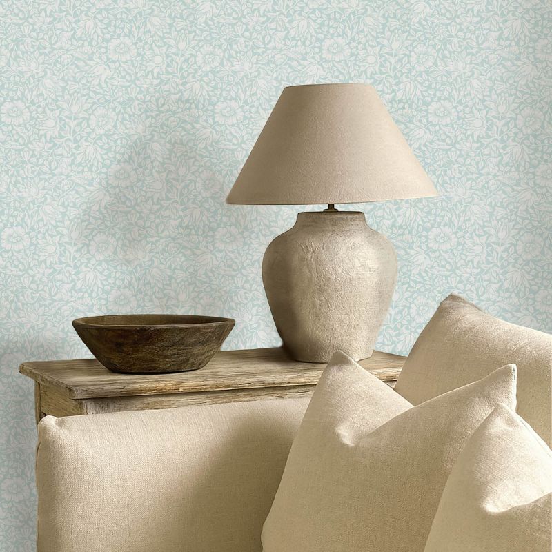 Mallow Wallpaper Chalk Duck Egg
