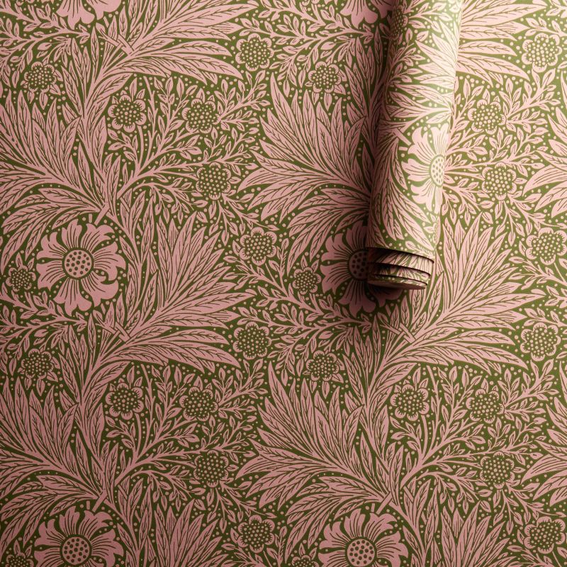 Marigold Wallpaper Pink/Olive