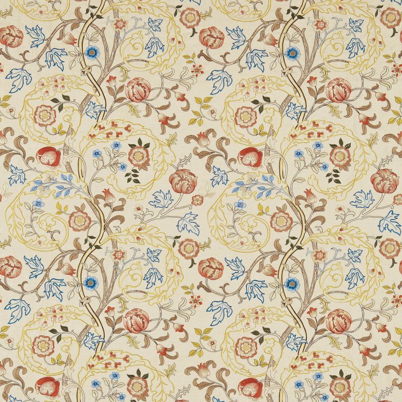 Mary Isobel Embroidery Fabric Russet/Olive