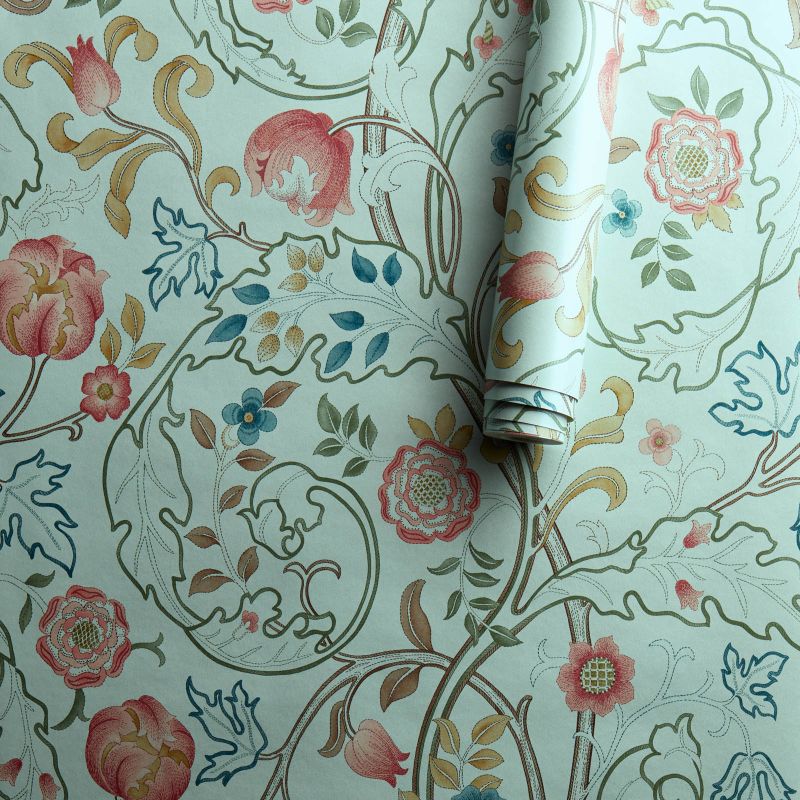 Mary Isobel Wallpaper Silk Blue/Pink