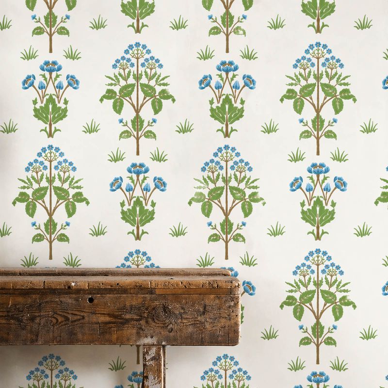 Meadow Sweet Wallpaper Cobalt/Grass green
