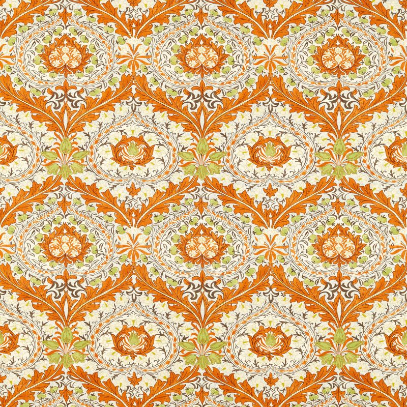 Merton Fabric Burnt Orange/Chartreuse