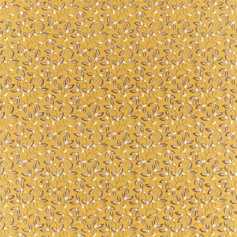 Mistletoe Embroidery Fabric Saffron
