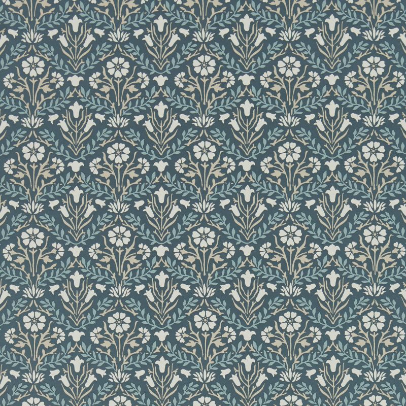 Morris Bellflowers Wallpaper Indigo/Linen