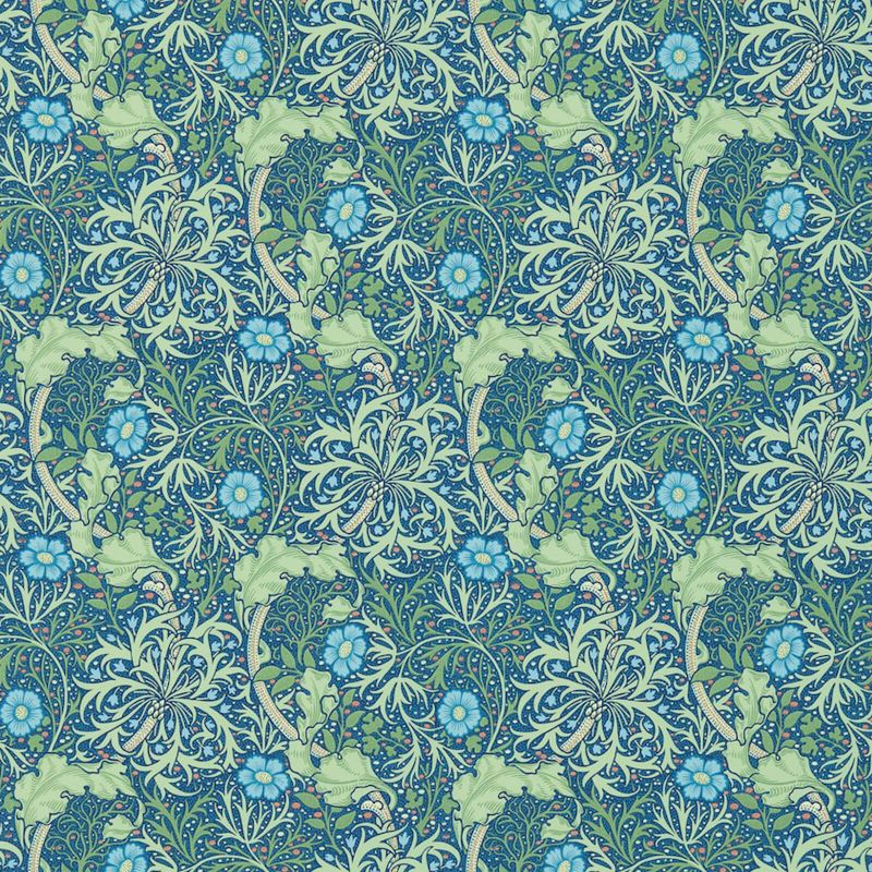 Morris Seaweed Wallpaper Cobalt/Thyme