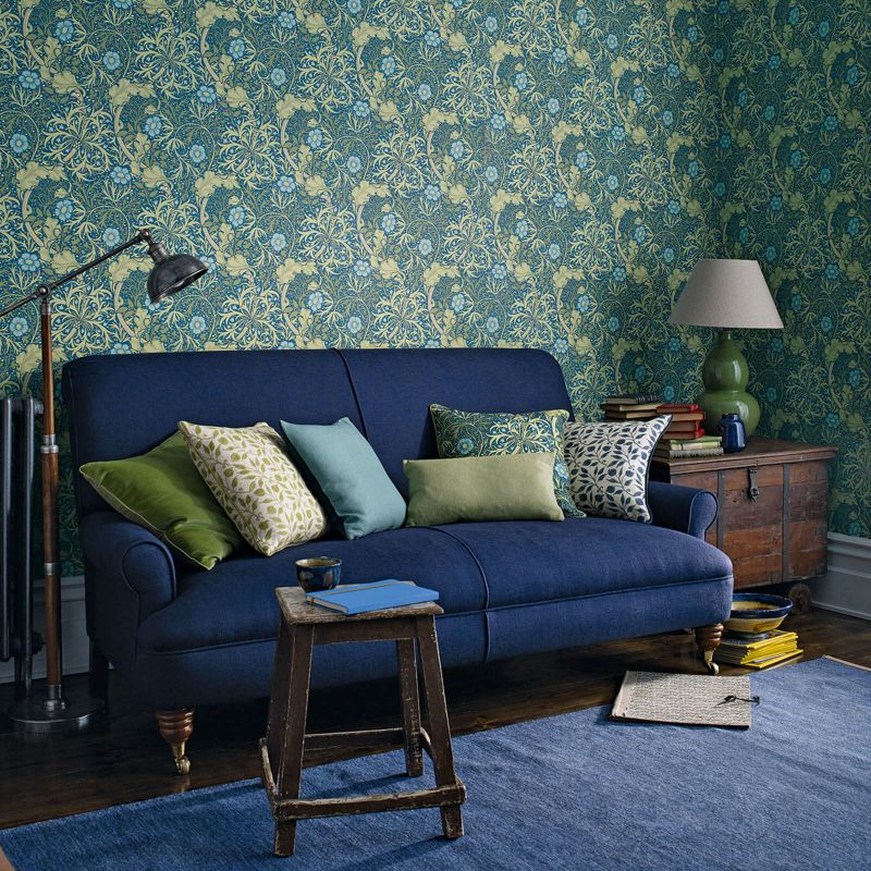 Seaweed Wallpaper Cobalt/Thyme